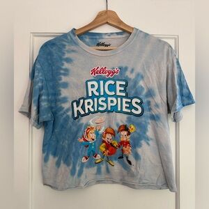 Blue Tie-Dye Rice Krispies Crop T-Shirt